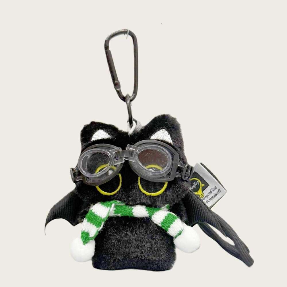 Cute Big-Eyed Devil Little Black Cat Plush Doll Keychain Cartoon Small Toy Pendant Bag Decoration Gift