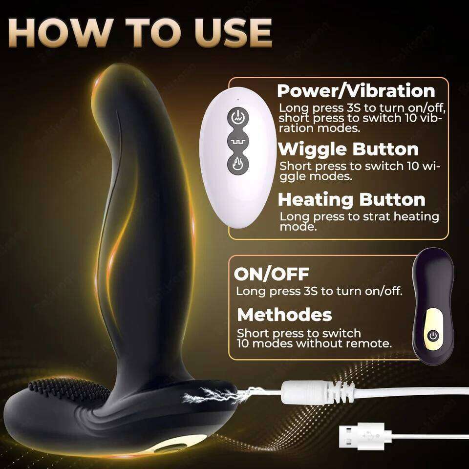 10 Wiggling Butt Plug Prostate Massager Male Men Sex Toy Vibrator Adult Toys Anal Dildo for Couples Z260312