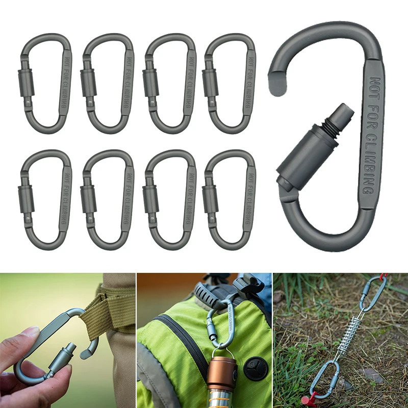 3pcs6pcs12ps Carabiner Set For Key Camping Survival EDC Outdoor Keychain Clip Alloy Aluminum Tactical Caribiner Hook Karabiner 260228