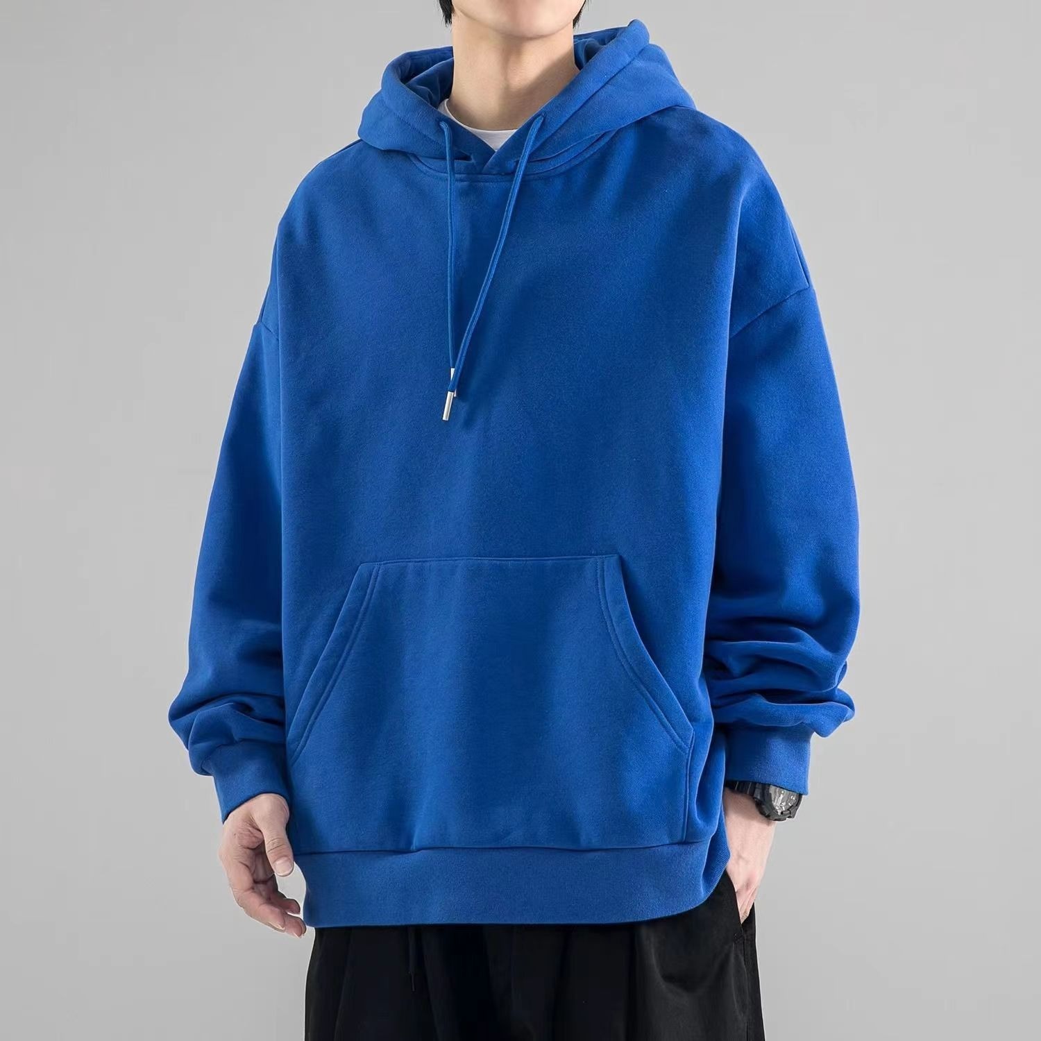 Pure Cotton Heavyweight -style Loose-fit Versatile Trendy Brand Solid Color Hooded Sweatshirt Unisex Autumn Designer Hoodie And Winter Cool Top