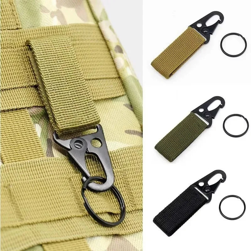 1pc Hanging Buckle Molle Nylon Webbing Carabiner Belt Triangle Keychain for Outdoor Climbing Camping Tool Accessory 260228