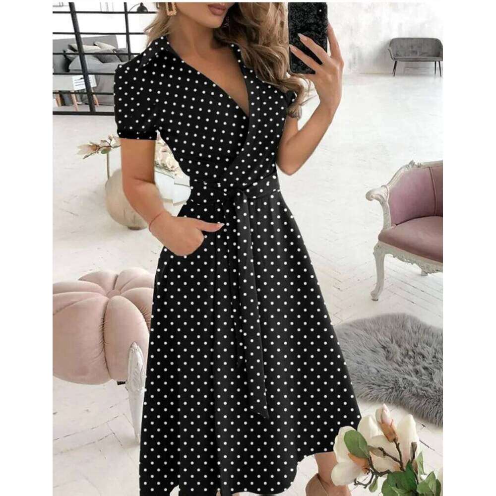 Rainbow Striped Print Summer 2023 Women Button Up Short Sleeve Casual Vintage Shirt Long Dress Ladies Elegant Maxi Dresses C260312