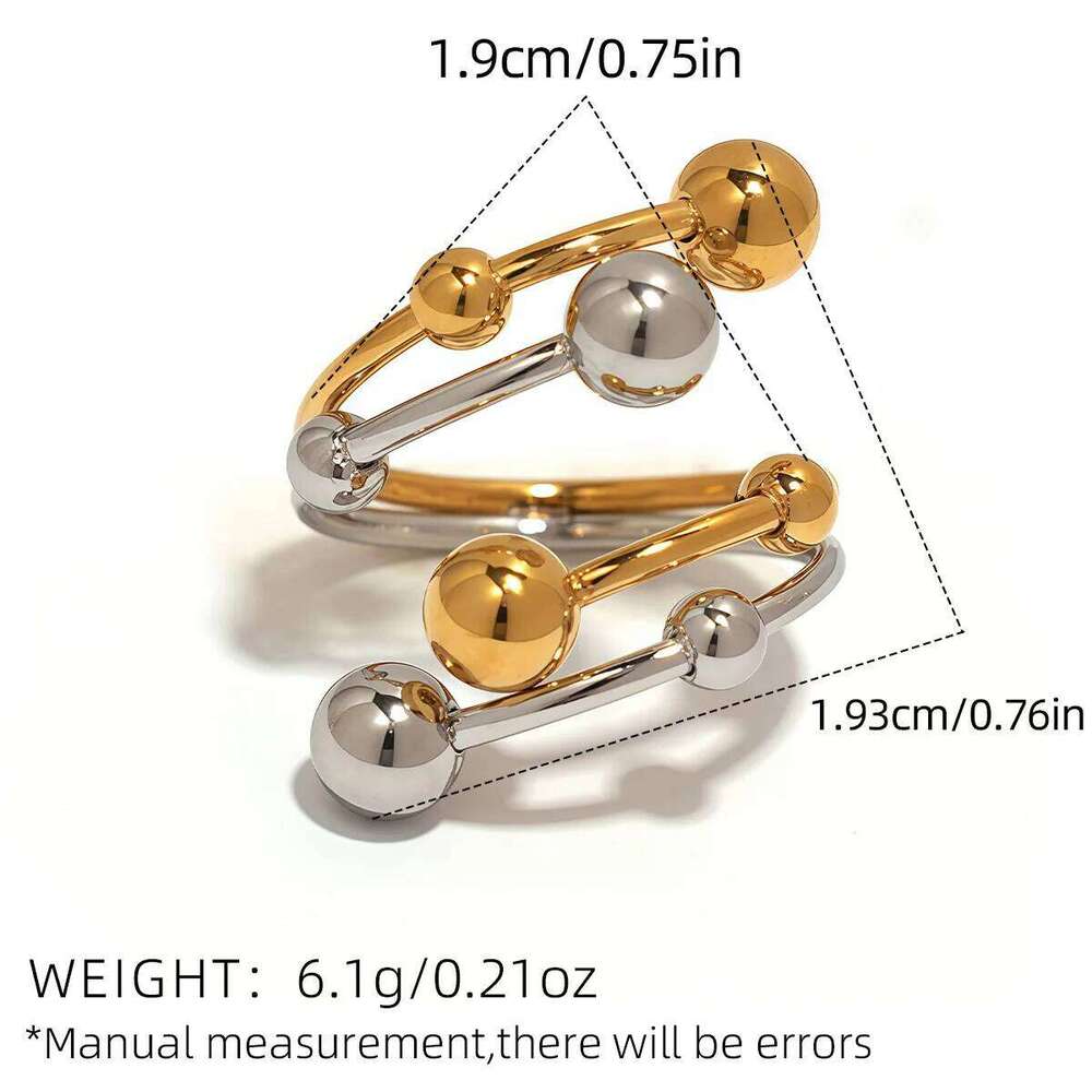 Uself Popular Stainless Steel Metal Geometric Hollow 18 K PVD Plated Jewelry Trendy Opening Ring Gift H260312