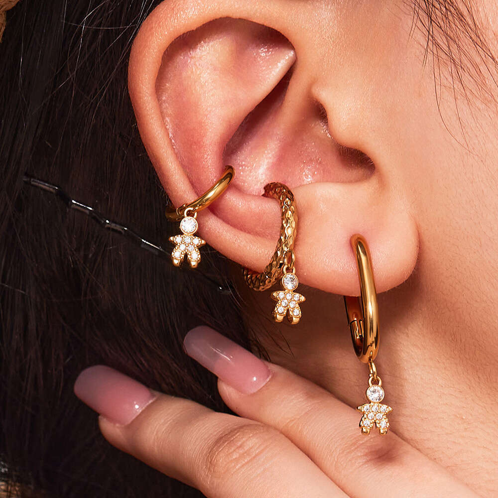 Personalized Fashion Earrings Mini Round Zircon Clips For Women, European And American Ear Piercing Jewelry, Factory Wholesale