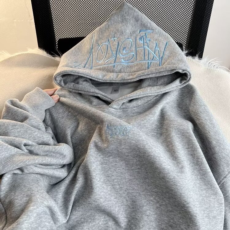 Retro Style Fleece-lined Embroidered Letter Hoodie Designer Hoodie For Men And Women New Casual Loose-fit Jacket For Spring Autumn And Winter