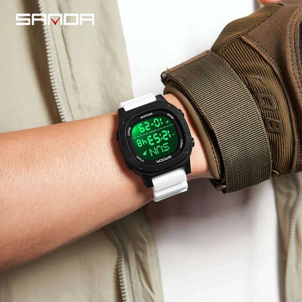 SANDA 9078 New Fashionable Men's Electronic Alarm Clock Timer Calendar Shock resistant Sports Leisure Digital Watch 2026