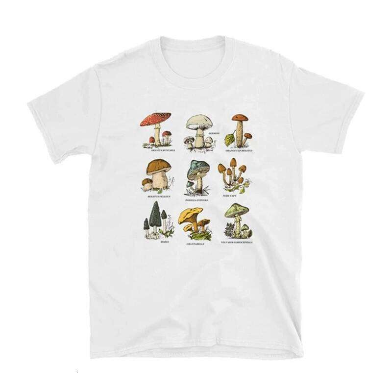 Vintage Fashion Mushroom Print Oversized T Shirt Egirl Grunge Aesthetic Streetwear Graphic Tees Women T-shirts Cute Tops Clothes Z260312
