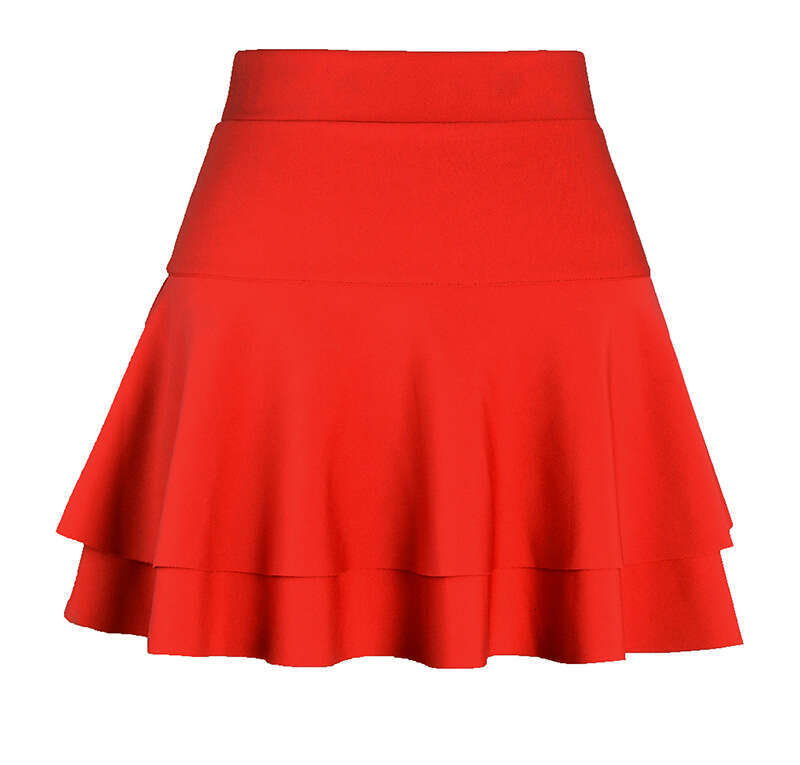 Spring and summer new double-layer color-blocking sailor dance plus-size cake skirt high-waisted A-line dance short skirt puffy half-skirt