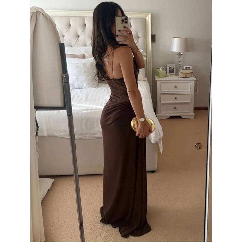 Mozision One Shoulder Lace See Through Sexy Maxi Dress Women Gown Fashion Off-shoulder Sleeveless Backless Club Long Dresses C260311