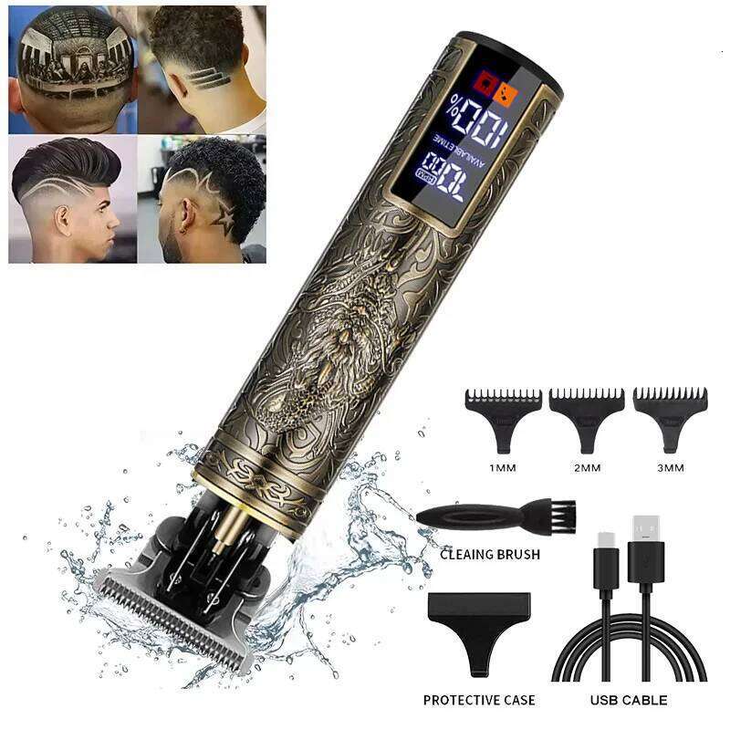 Vintage Clipper Cordless Trimmer Portable USB Fast Charging Hair Cutting Machine Electric Shaver Professional Barber C260312