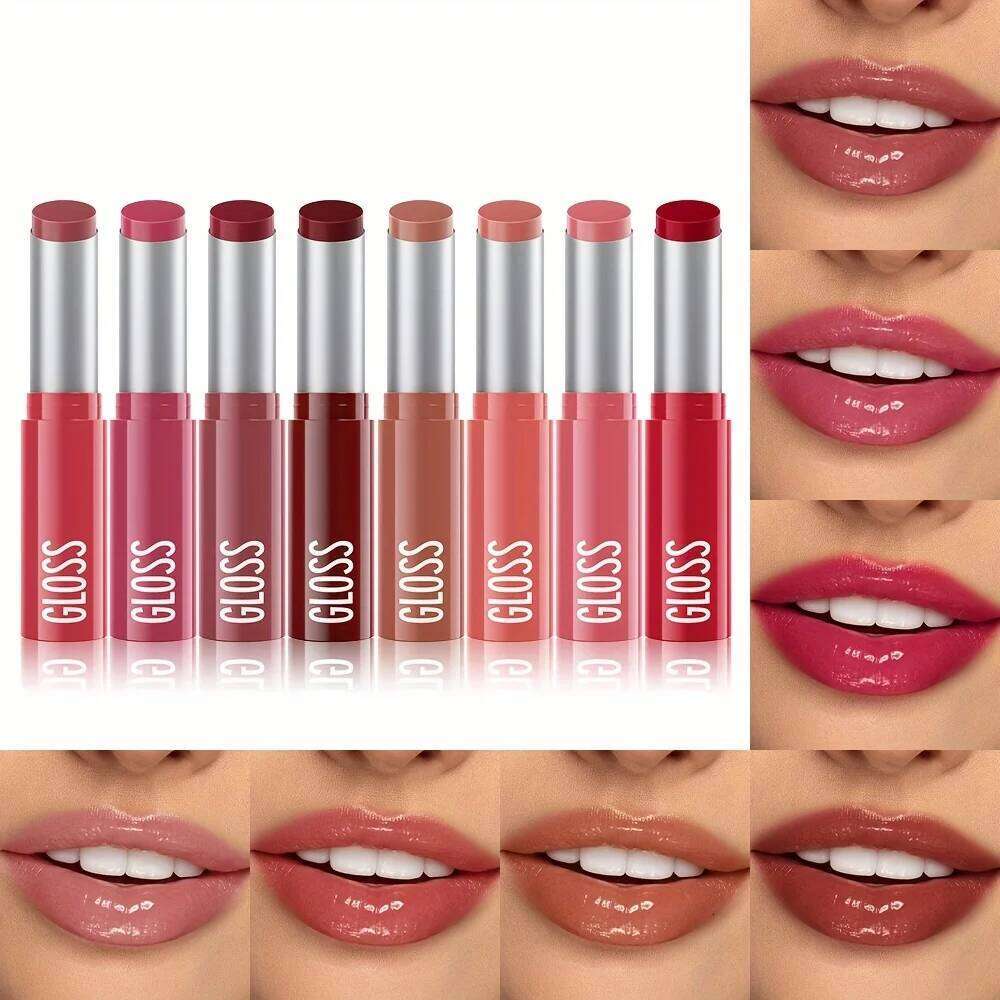 1 pcs Long-Lasting Waterproof Lipstick, Glossy Mirror Finish, Non-Stick Matte Nude Shades for Plumper Lips W260311