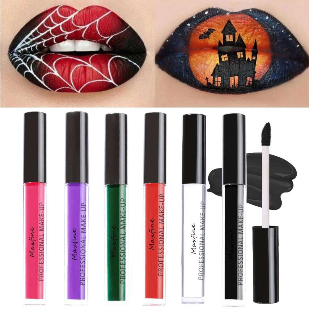 1PC Matte Lipstick Waterproof Green Purple Black White Gloss Tint Halloween Lip Makeup Cosmetics W260311