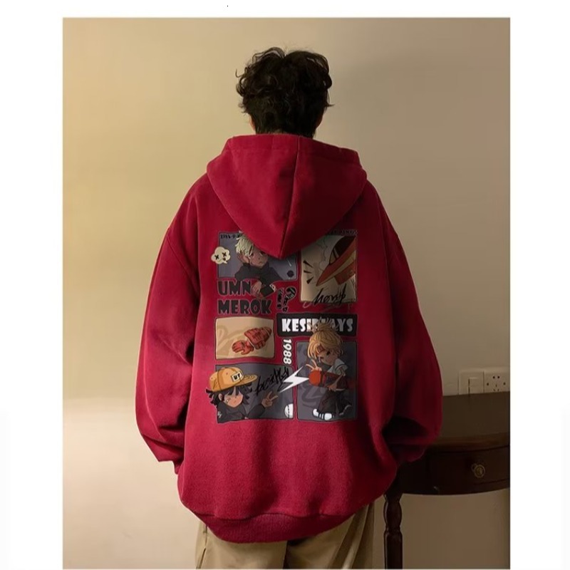 And Cartoon Print Designer Hoodie Chinese Cotton Silver Fox Fleece 400g Hoodie With Original Niche Design For Autumn And Winter Men's Wear