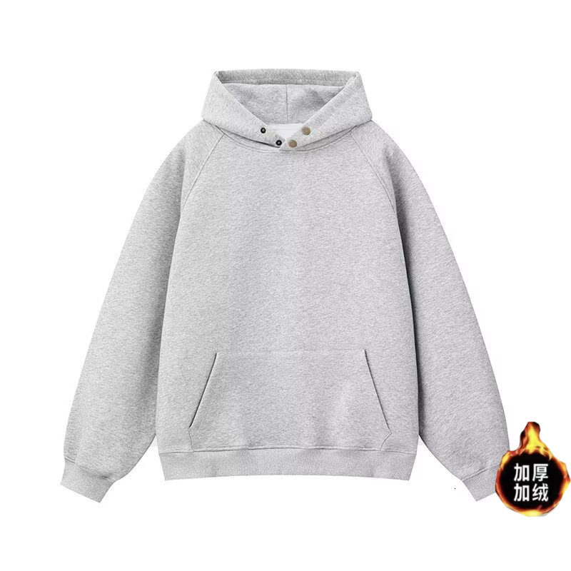 Heavy Vintage Double-button Quilted Hooded Sweatshirt For Designer Hoodie Men Loose Fit Stylish And Cool Style Suitable For Students And Couples