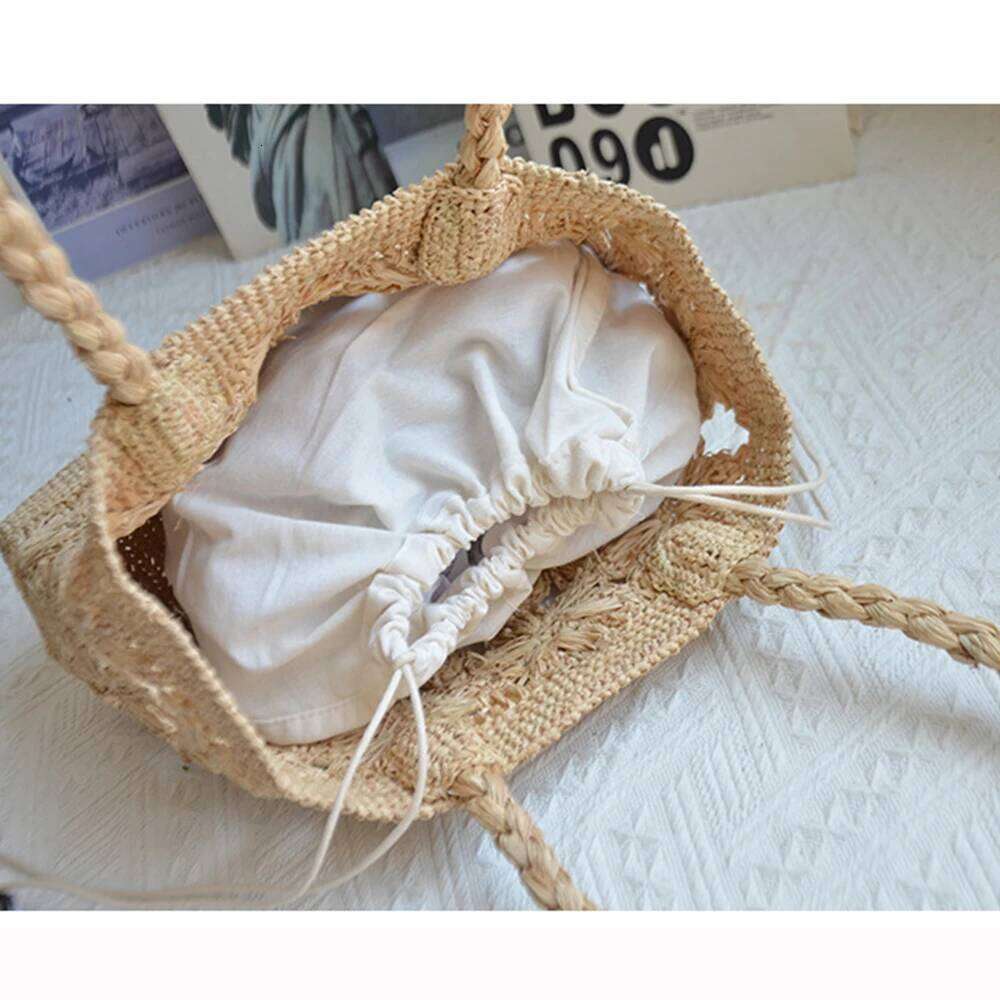 Bohemian Flower Straw Tote Hollow Floral Beach Bags For Women Handbag Handmade Woven Shoulder Bag Summer Travel Shopper NEW WONST
