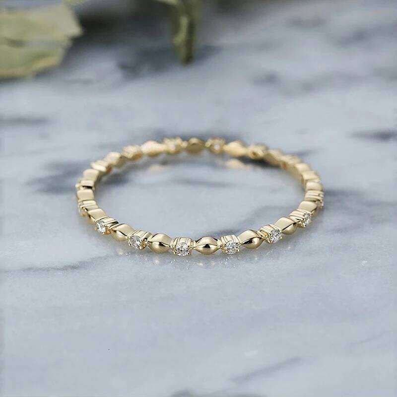 Huitan Korean Women Thin Ring with CZ Stone Gold Color Simple Stylish Accessories Nice Birthday Gift for Friend Fashion Jewelry H260312