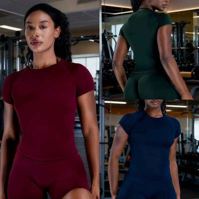 Women Running Sports T Shirt Summer Short Sleeve Round Neck Breathable Stretchy Gym Yoga Fitness Top 26Y0312