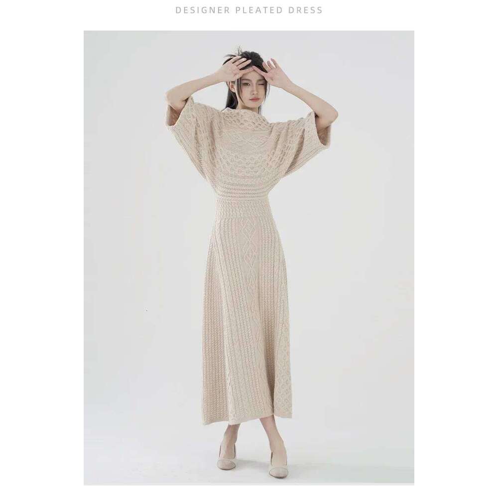 Women's Sleeve Knit Sweater Dress, Warm Slim Pullovers, Long Sleeve, O-neck, Casual Ankle-Length, Autumn, Fashion C260312