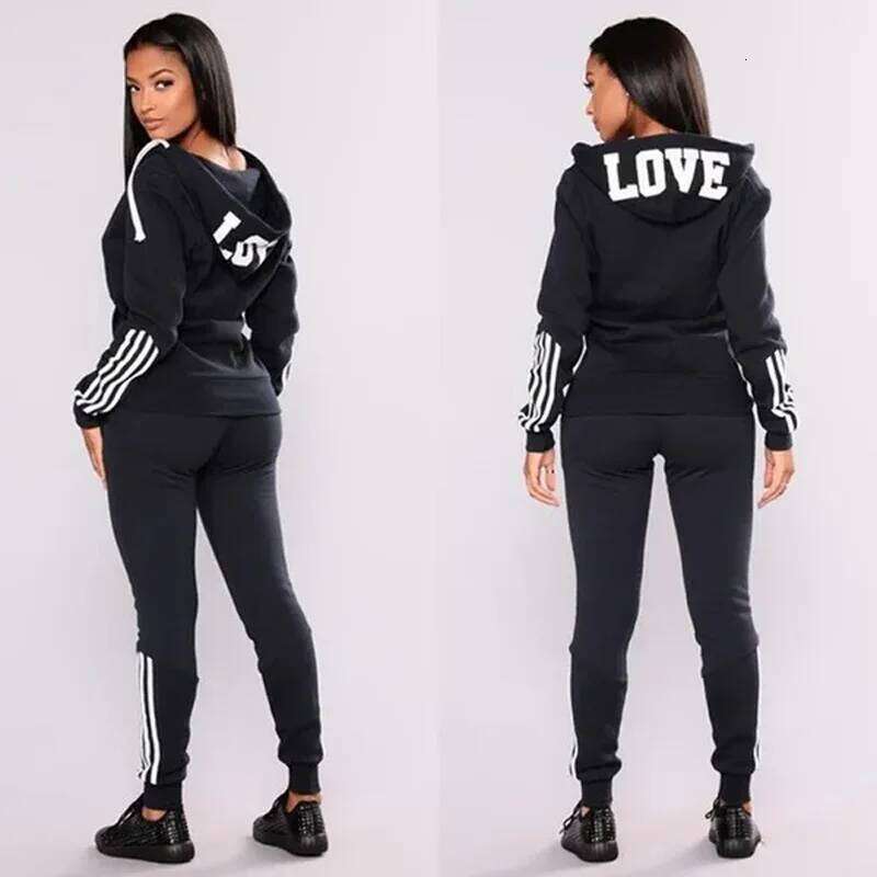 New Trendy Ladies Zipper Jackets and Sweatpants High Quality Womens Casual Sports Hoodie Set C260312