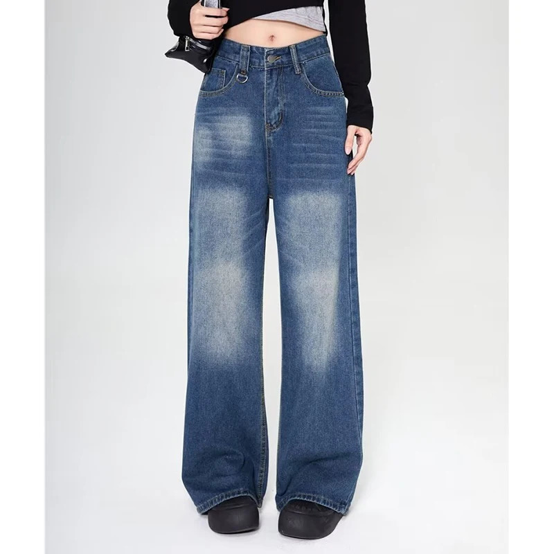 Summer Men Baggy Jeans Unisex Vintage American Style Straight Wide Leg Denim Pants Fashion Casual Trousers 260310