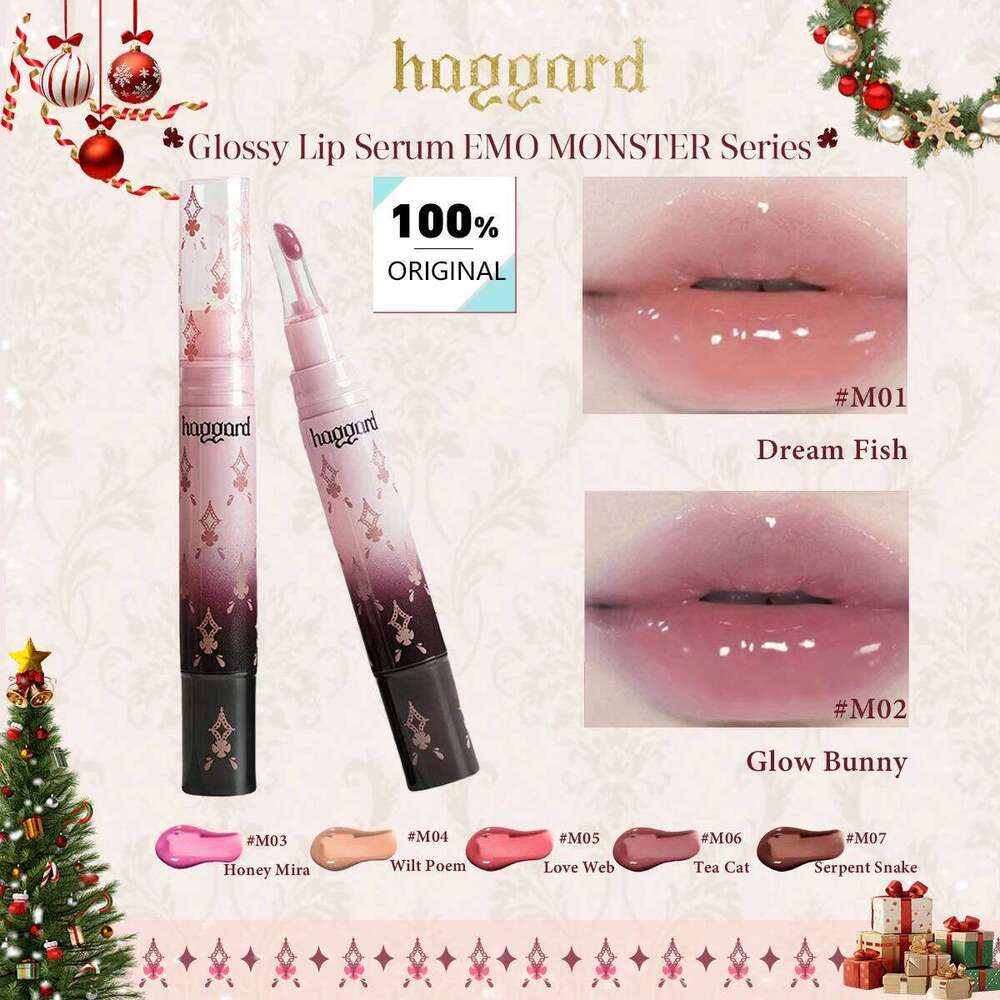 Haggard Glossy Serum EMO MONSTER Series,Serum-Inspired Lip Gloss,Water-Light Texture,Plumping Effect,Micro-Shimmer,Present W260311