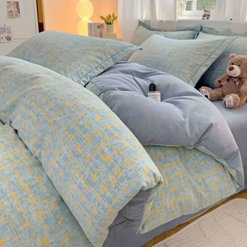 2025 new polished AB surface quilt cover sheet spring and autumn thickened dormitory bed four-piece set H260312