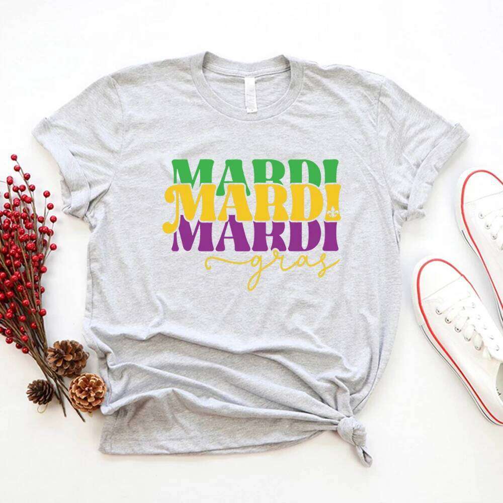Shirt Mardi Gras Beads Shirts Fat Tuesday Tshirt Women Clothing Unisex Short Sleeves Casual Tops Y2k Clothes Z260312