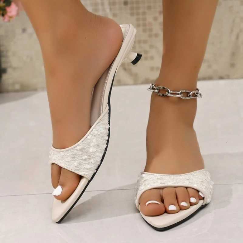 Bling Women Pointed Toe Slippers Sexy High Heels Sandals Shoes 2026 Summer Party Open Toe Shoes Woman Elegant Pumps K260312