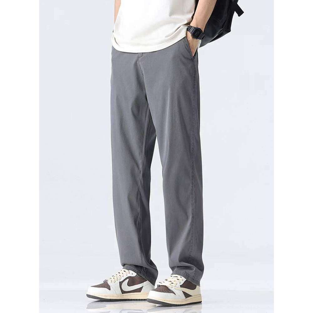 Coffee Ultra-thin Wide Pants Men Lyocell Fabric Breathable Soft Straight Casual Trousers Loose Simple Male Sweatpants 26Y0312