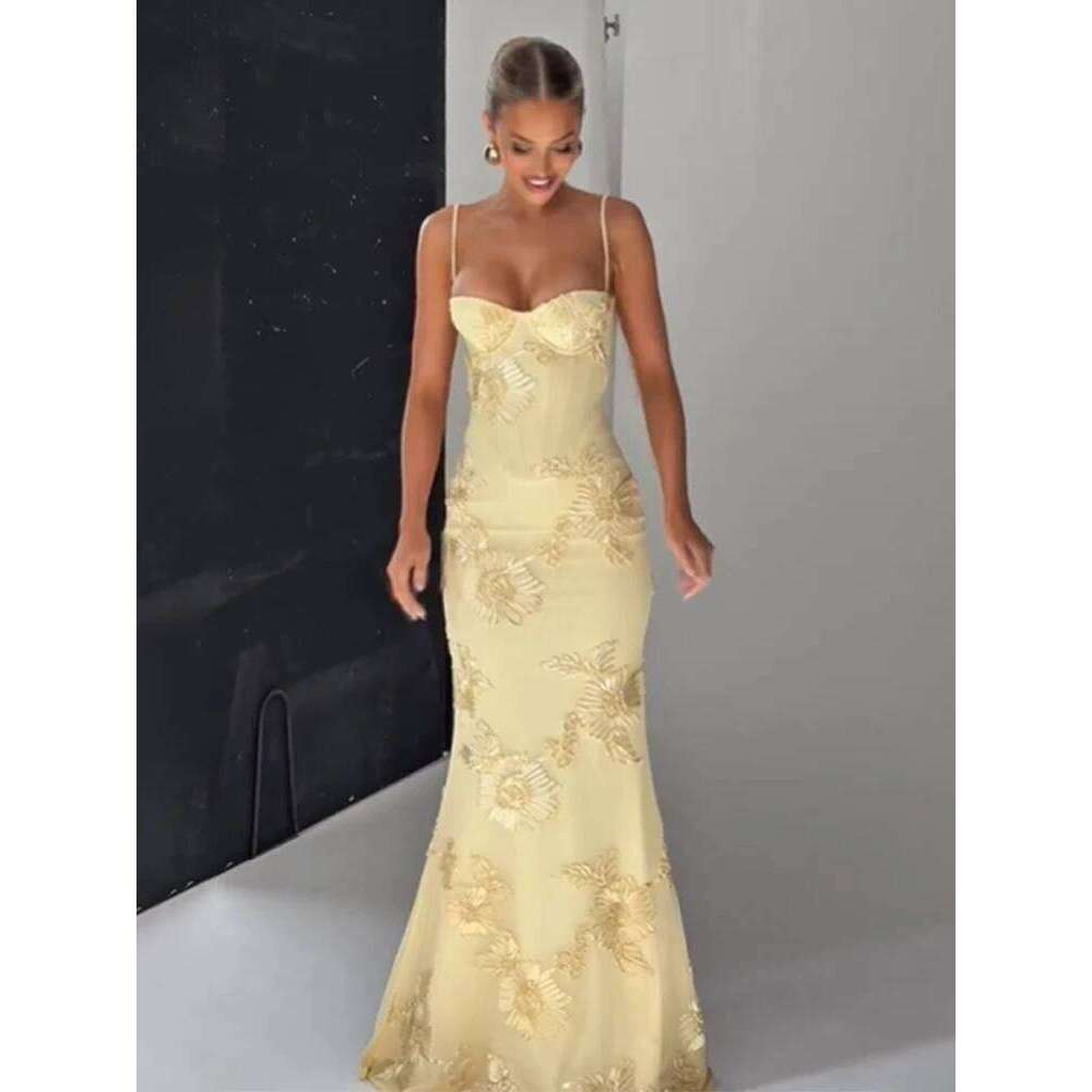 Women Flower Printed Sling Long Dresses Sleeveless Off Shoulder Floor Length Backless Maxi Dress Lady Elegant Chic Party Robe C260312