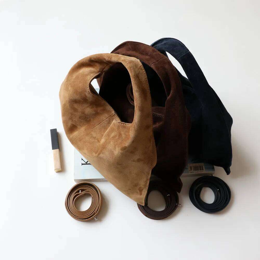 Genuine Leather Small Bags For Women, Suede Purse Hobos Handbag Vintage WONST