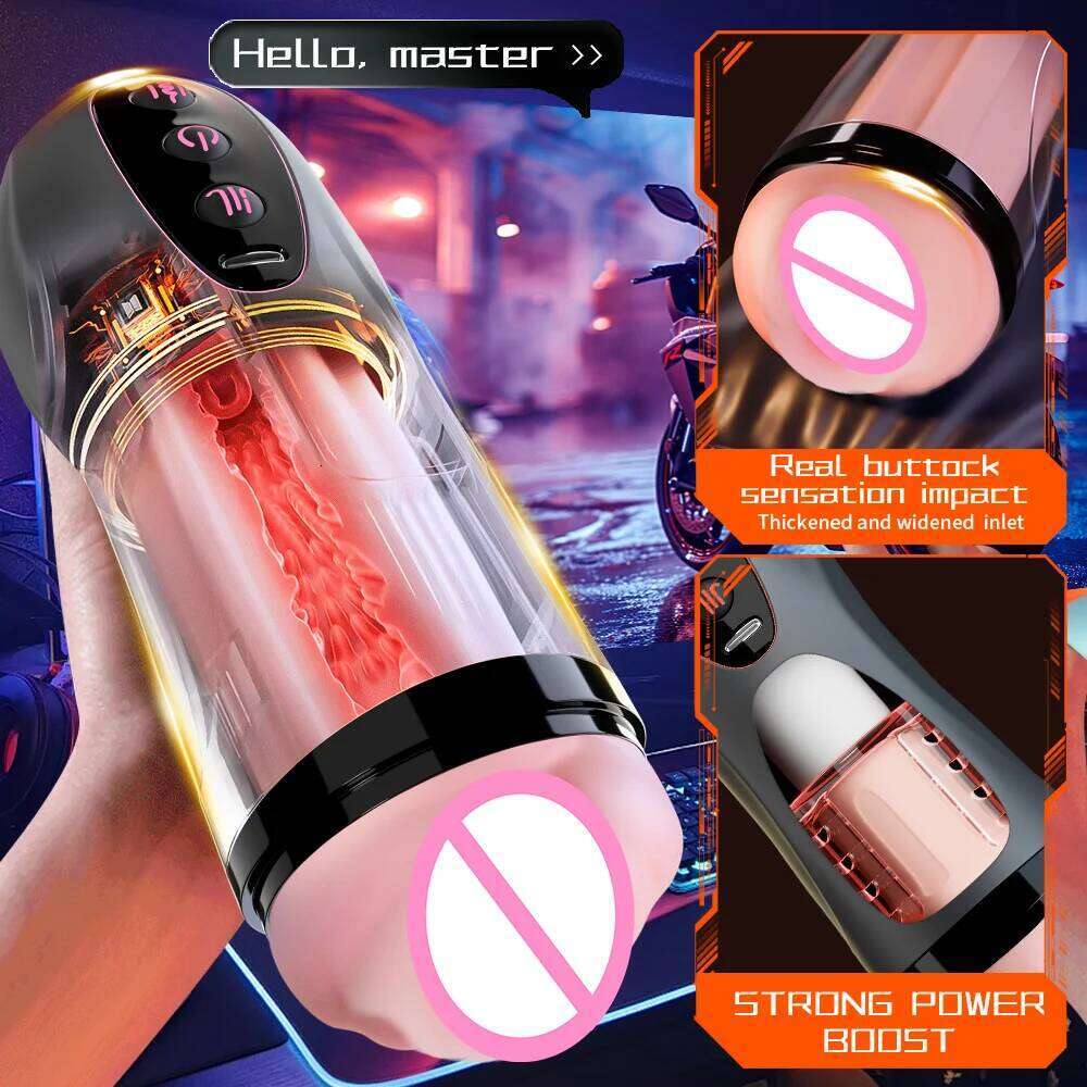 Machines Male Masturbation Cup Suction Mount Pocket Pussy Sexy Voice Penis Trainer Heating Masturbator Sex Toy For Men Z260312