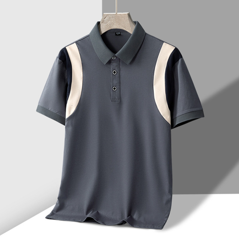 New Cotton Shirt, Ice Porcelain Cotton, Solid Color, Fashionable, Casual, Breathable, Trendy Short-Sleeve Polo for Young and Middle-Aged People