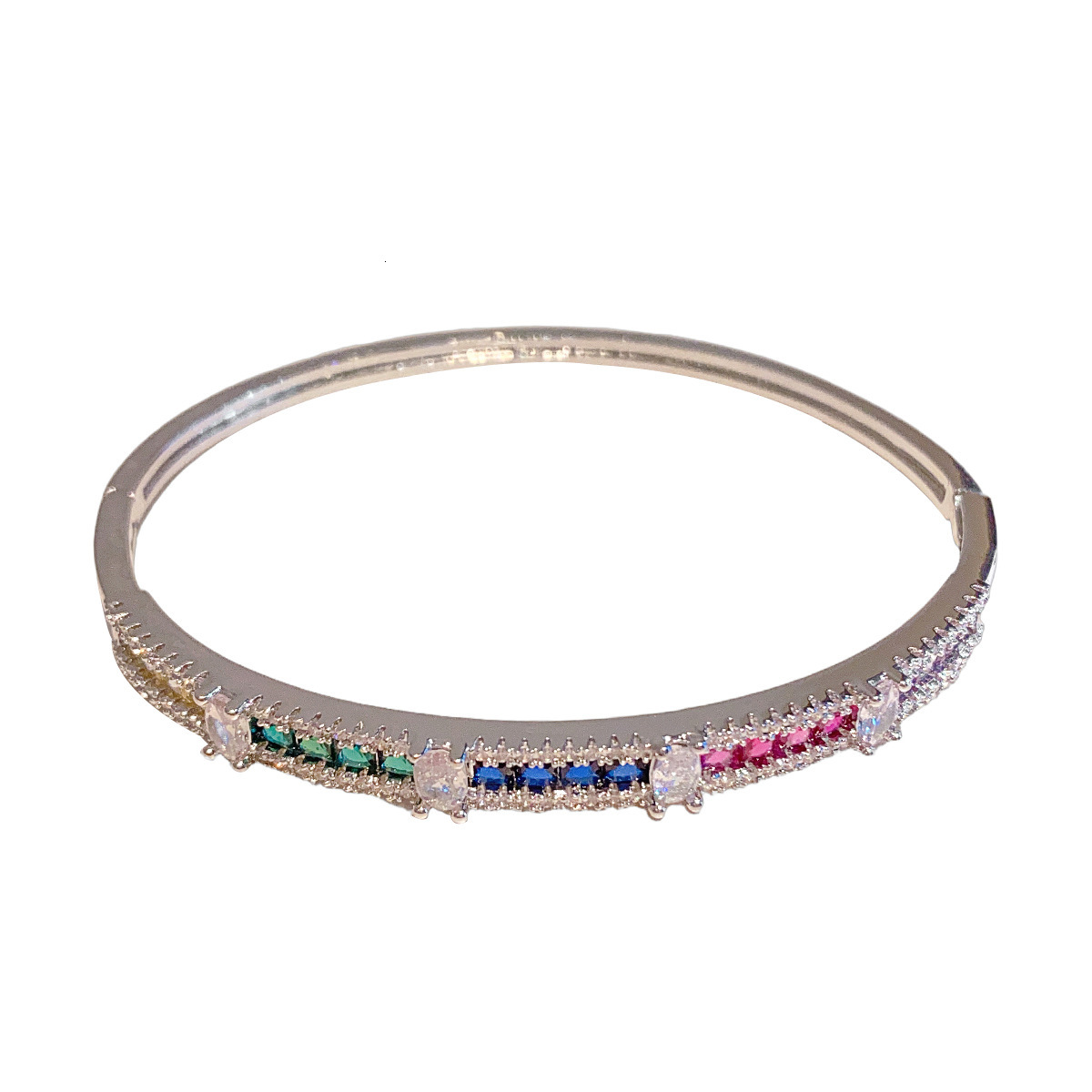 Bracelet Celebrity Style Light Luxury Colorful Gem Bracelet Heavy Craft Electroplated Zirconia Bracelet Multicolored Tourmaline Clasp Bracelet