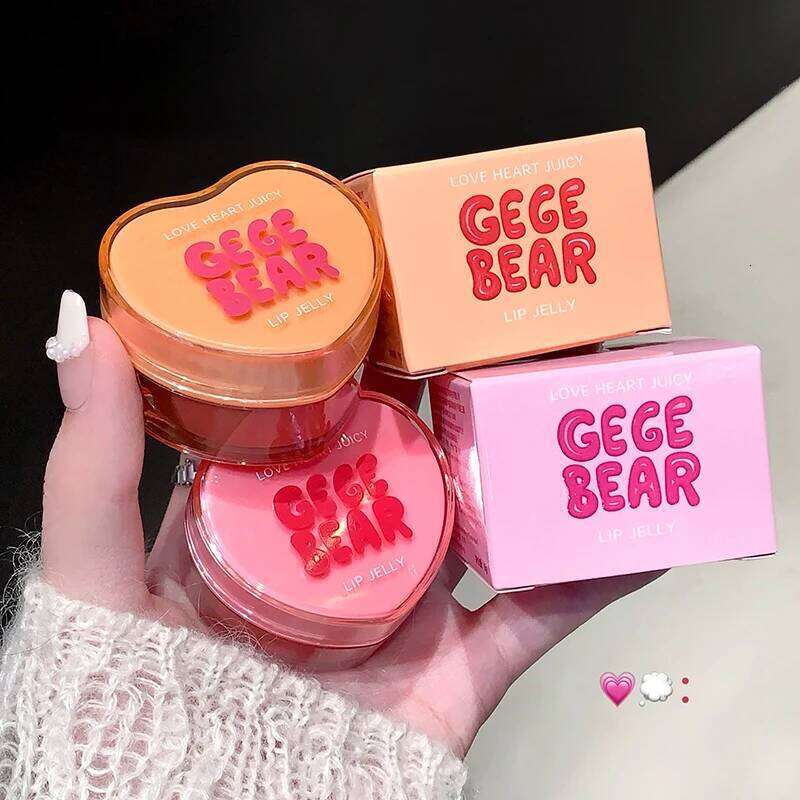 Gege Bear Loveheart Jelly Moisturizing Jam Gloss Honey Brightening Mirror Non Sticky Lip Glaze W260311