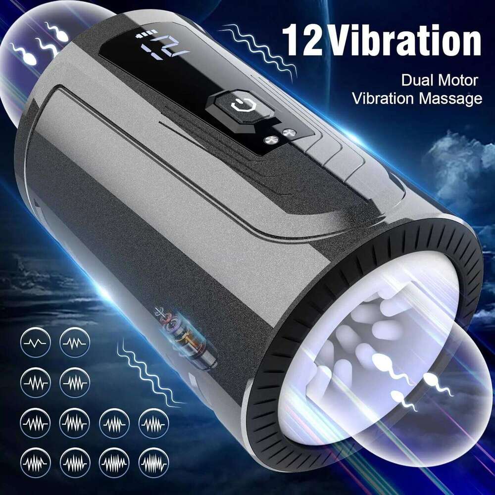 Automatic Masturbator 12 Vibration Function Masturbation Cup Penis Enlargement Delays Ejaculation Male Sex Toys for Adults Z260312