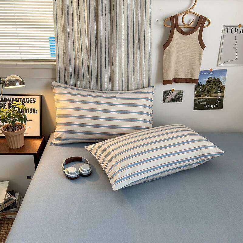 100% Cotton Stripe Style 3-Piece 1 Duvet Cover + 2 Pillowcases,Minimalist Bedding Set for All Seasons H260312