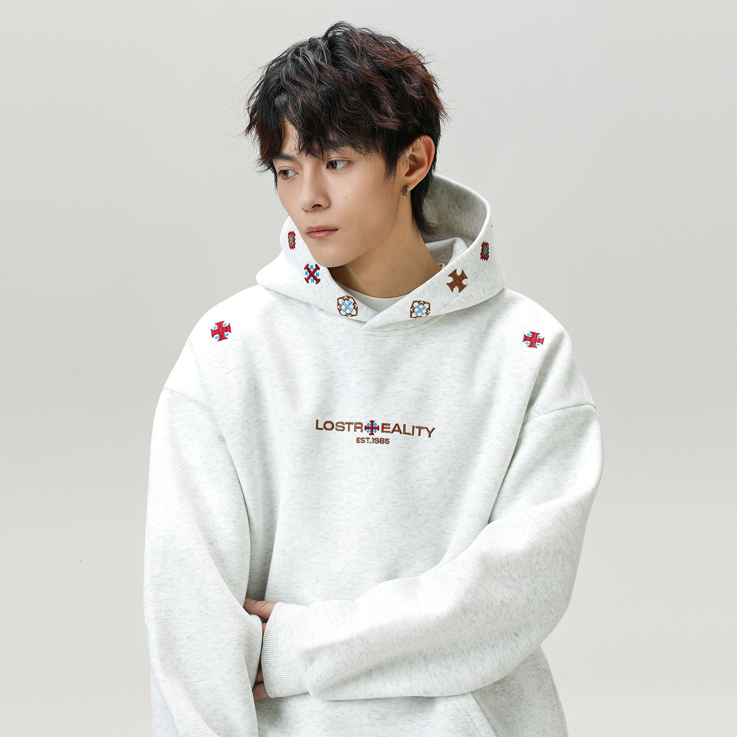 Ethnic Style Textured Embroidered Heavyweight Hooded Sweatshirt For Men Autumn Designer Hoodie High Street Silhouette Sports Hoodie Jacket