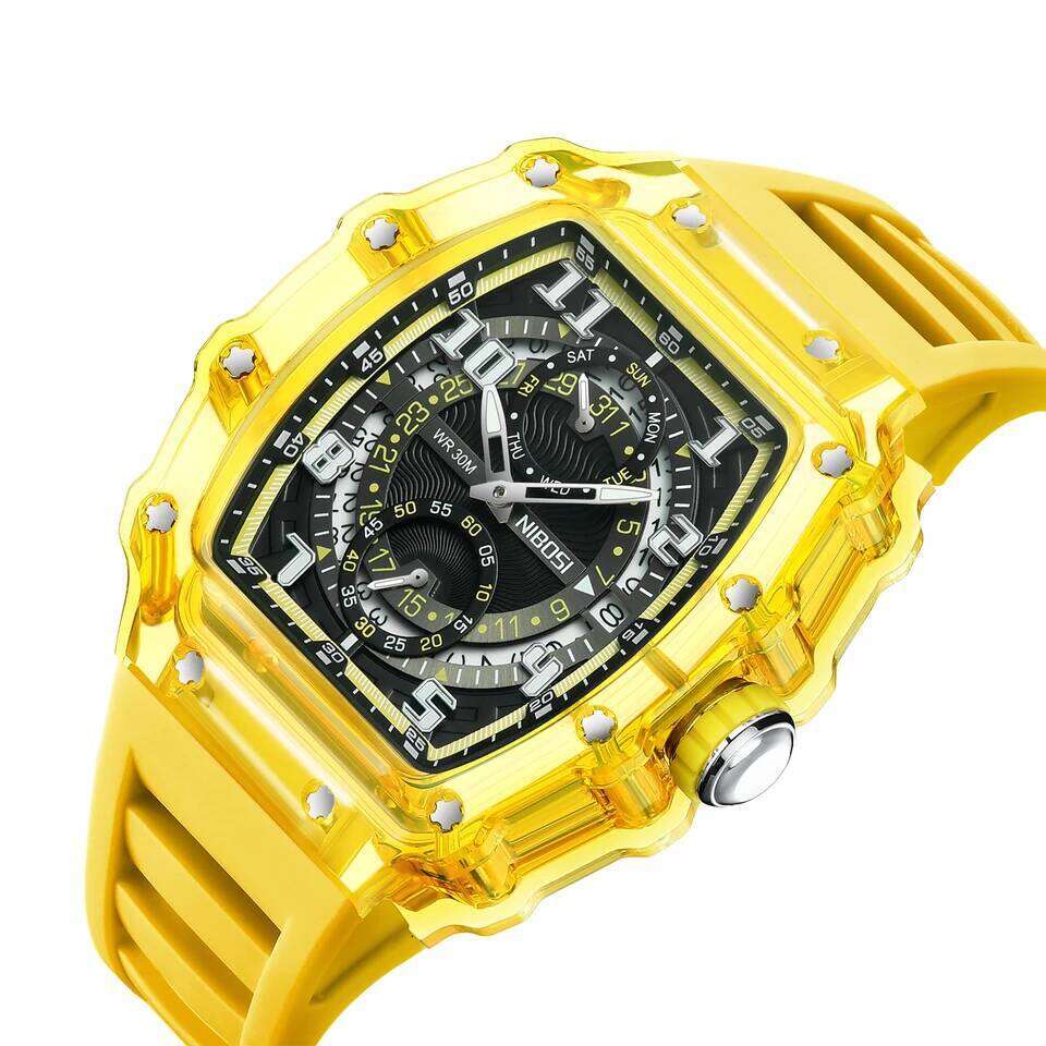 NIBOSI Skeleton for Top Brand Luxury Automatic Quartz Watches Silicone Strap Luminous Sports Watch Men Reloj Hombre