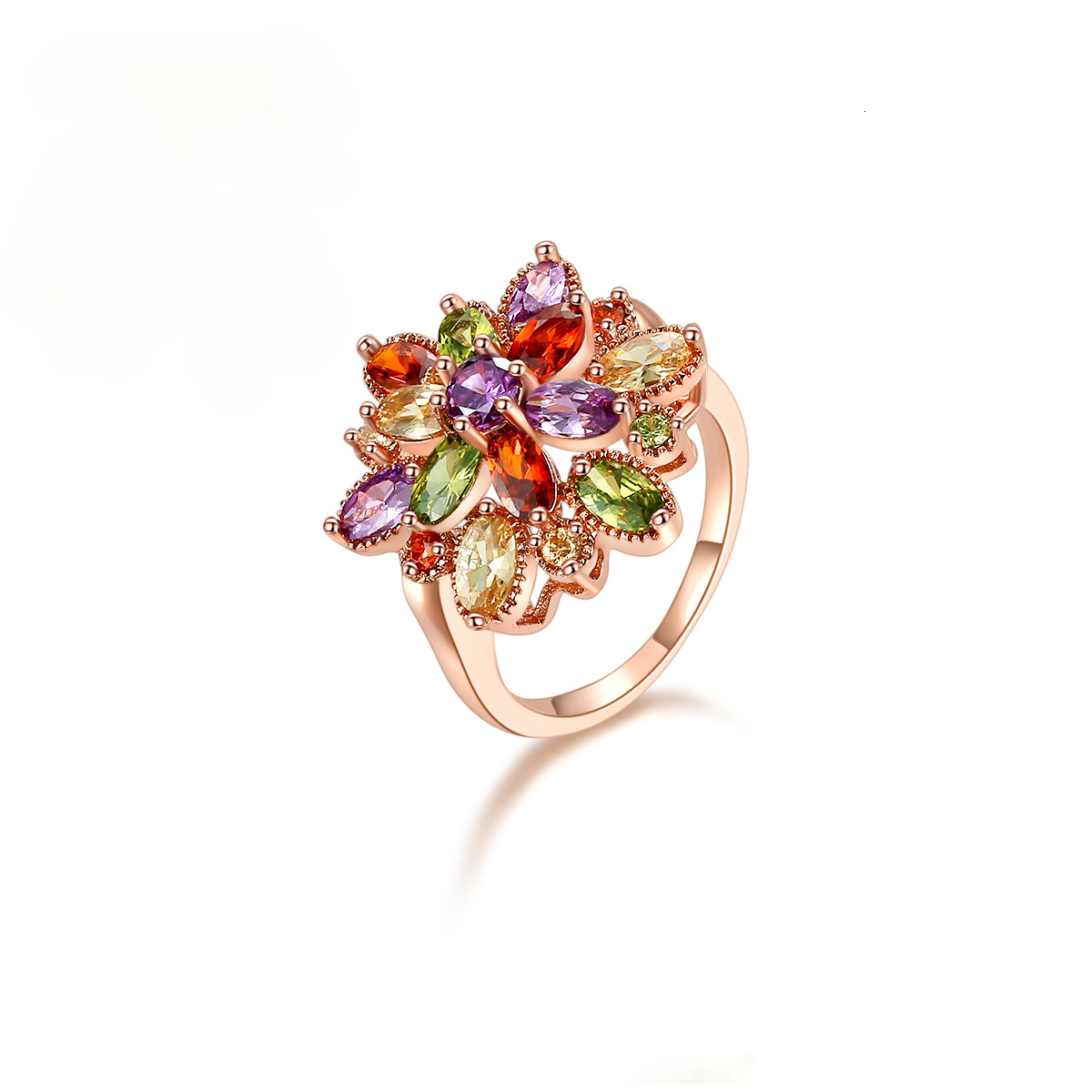 Ring Butterfly Style Jewelry Zircon Ring Women, Dragon Flower Rose Ring Gold Jewelry, Fashionable For Commuting Ring