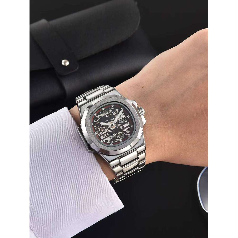 LONGLUX automatic wholesale mechanical watches stainless steel skeleton waterproof men's luxury watch men gift