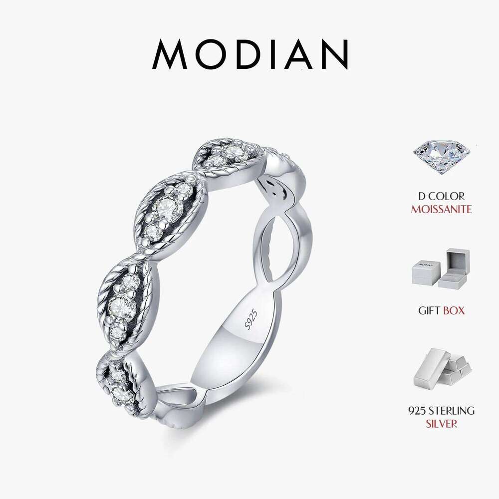 MODIAN D Color Moissanite 925 Sterling Silver Retro Twist Line Geometric Finger Rings For Women Fine Jewelry H260312