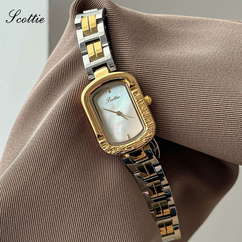 With Box Steel Band Oval Women's Mother-of-Pearl Design Face Waterproof Dainty Watch Free gift