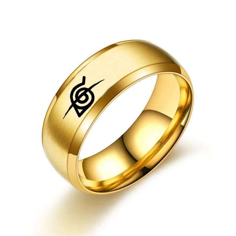 Anime Logo Sign Ninja Ring Cosplay Prop Stainless Steel Fashion Punk Cartoon Hip Hop Jewelry Accessories H260312