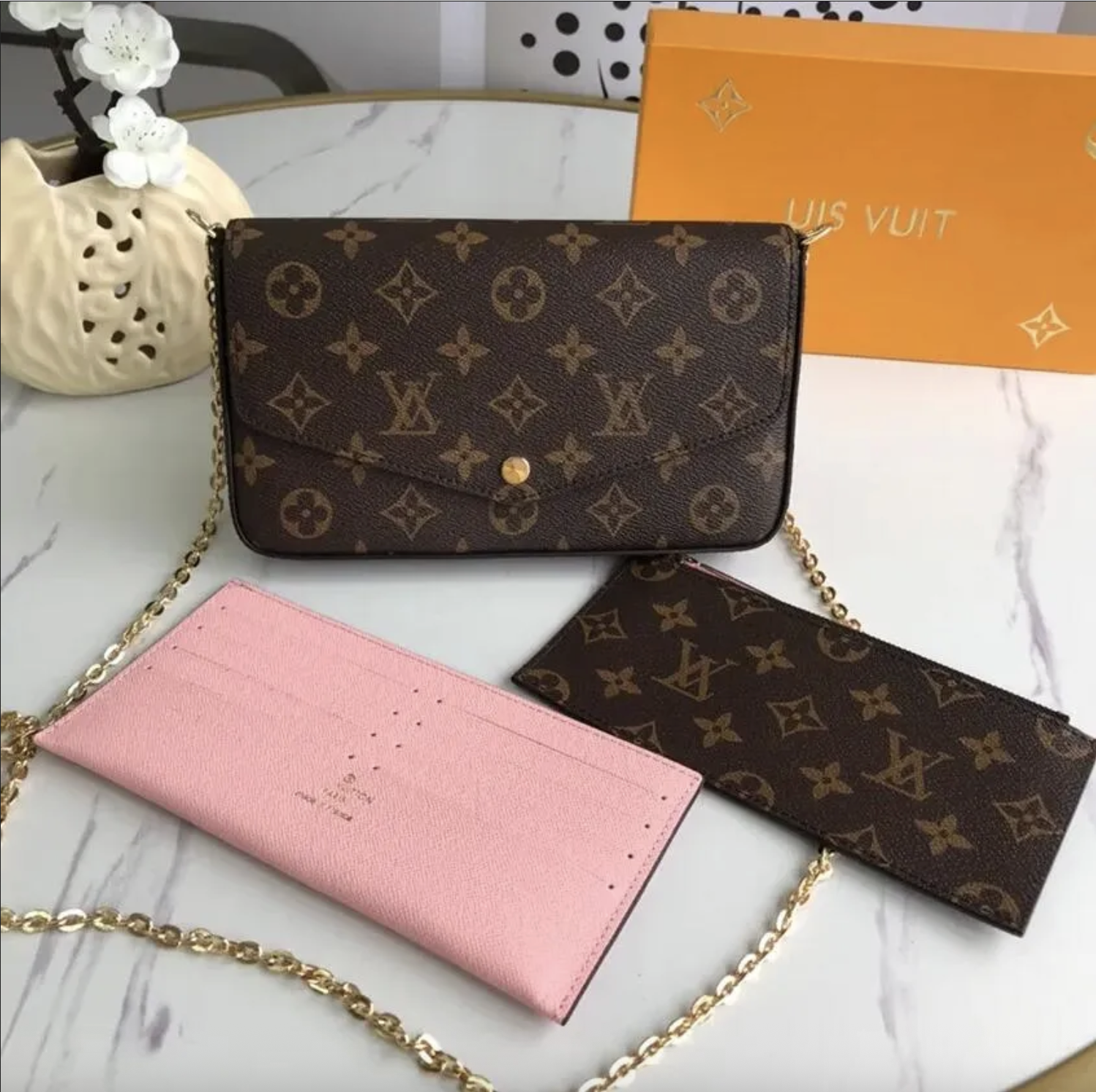 TOP Bags 3pcs Set Top Designer Wallet Shoulder Women Classic Flower Bag Leather Clutch Tote 3piece Multi Felicie Pochette Messenger bags with gifts box a134