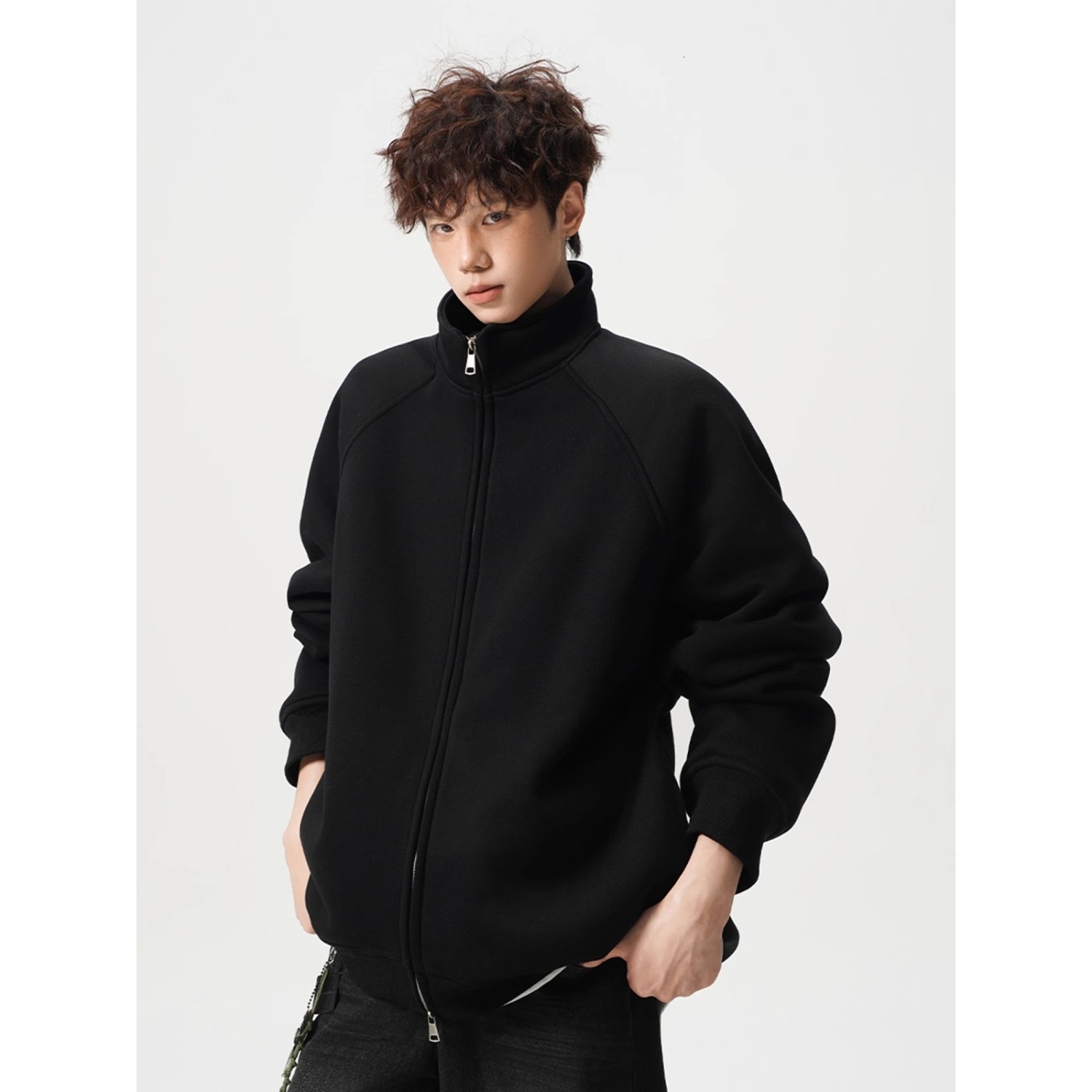 Heavy-duty Double-zipper Cardigan Sweatshirt For Men And Women Suitable For Spring Autumn And Designer Hoodie Winter Loose-fitting Sports Stand-up Col