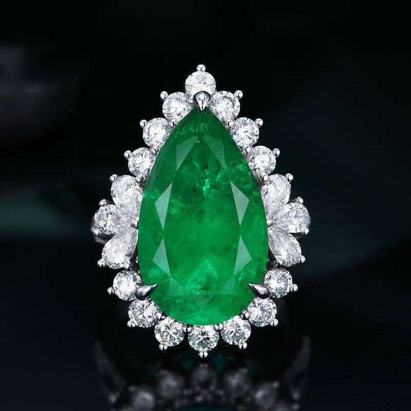 Water Drop Lab Emerald Sapphire Open Ring Exquisite Silver 925 Banquet Finger Rings Valentine's Day Gifts H260312