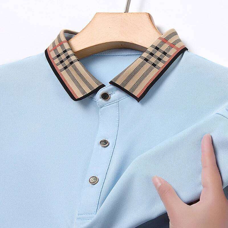 Quality Men's Polo Shirt Striped Print Short Sleeve Classic Lapel T-Shirt Business Casual fashion Menswear Top 26H0312