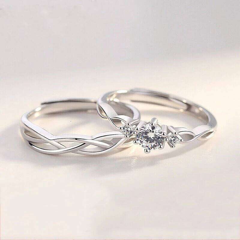 1Pair Couple Cute Dog Open Ring For Women Men Adjustable Finger Rings Romantic Lovers Anniversary Jewelry W260311