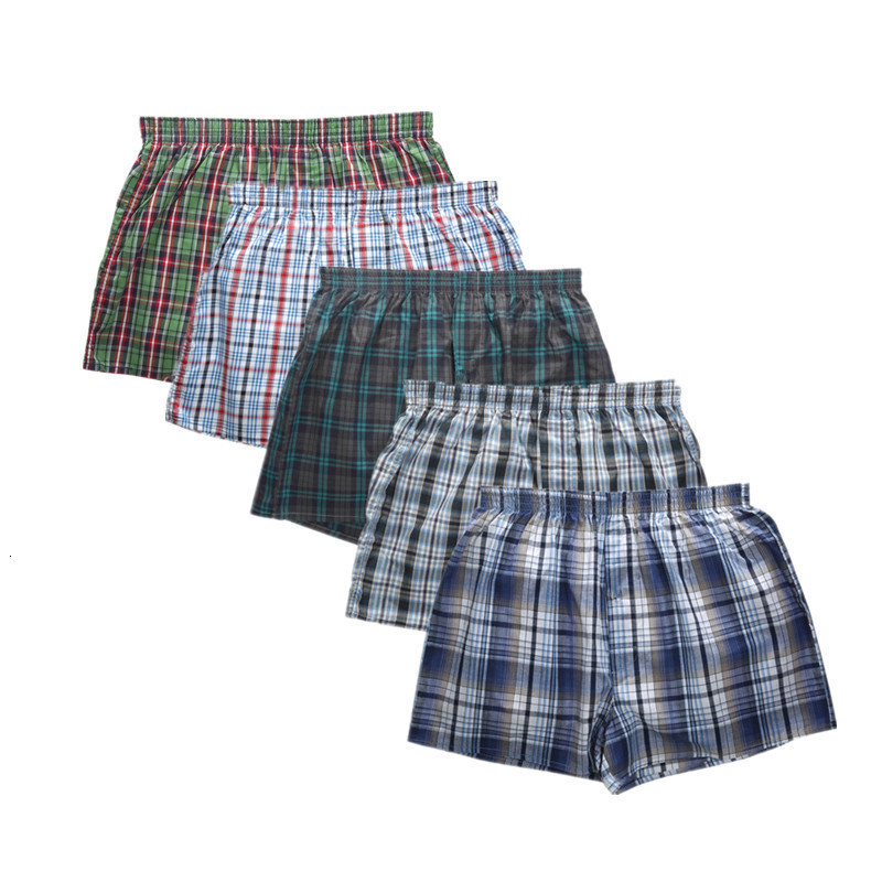 JupiterSecret Shorts Casual Plaid Elastic Waistband Button Mens Boxer Underwear Woven Shorts For Home Random Color 240813CJ